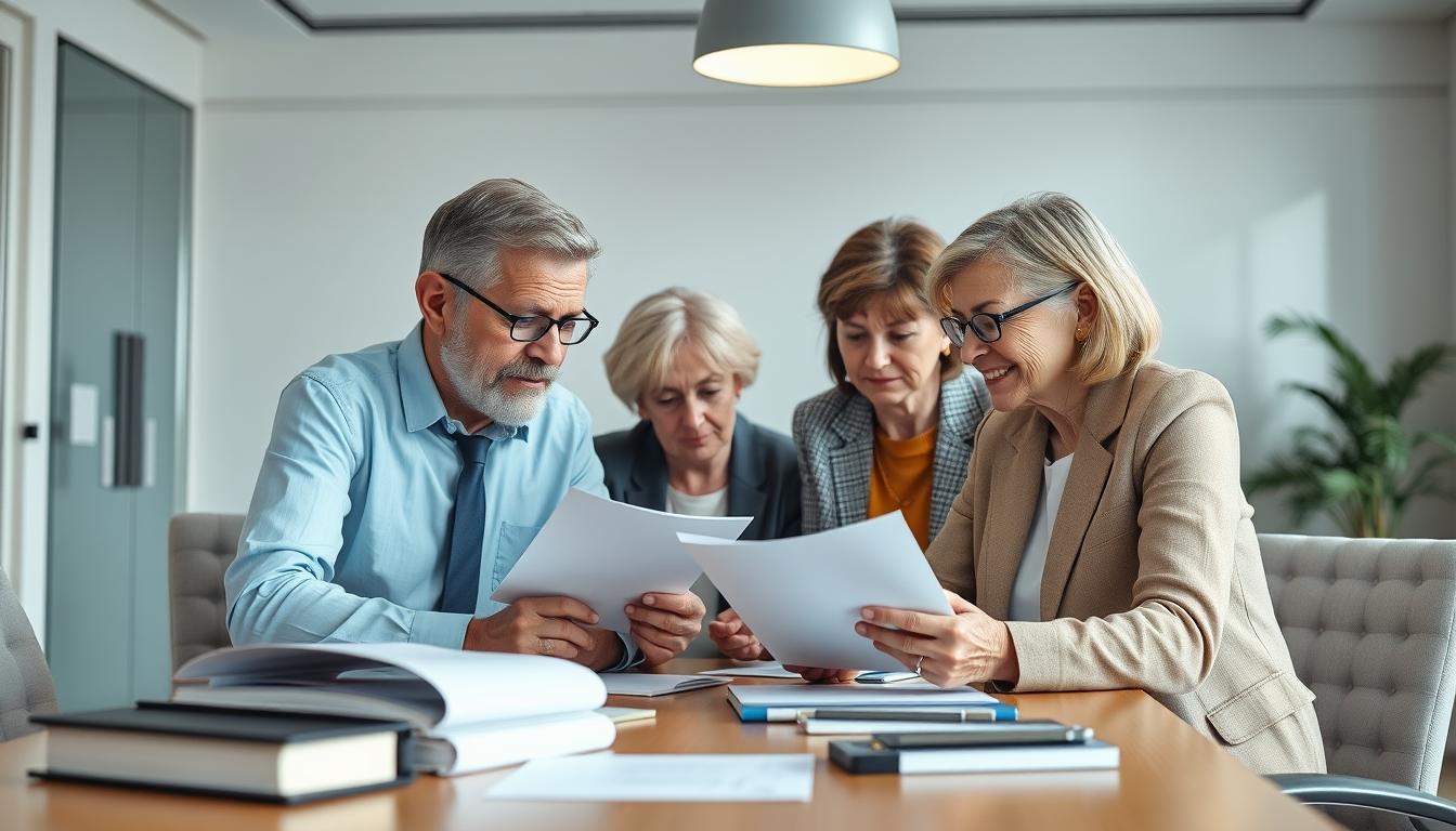 Family reviewing legal documents